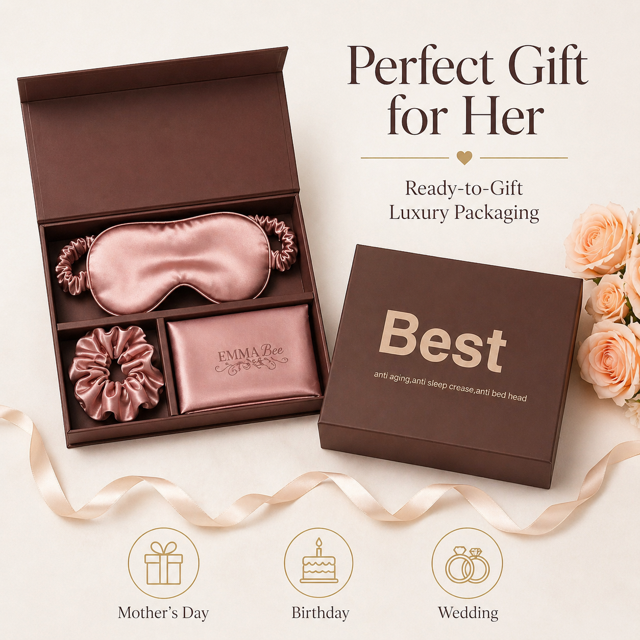 100% Mulberry Silk Pillowcase Gift Set