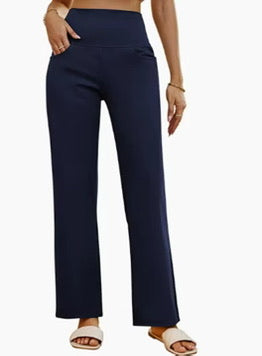 Women’s Wide Leg Lounge Pants, High Waisted Comfy Travel Pants with Pockets